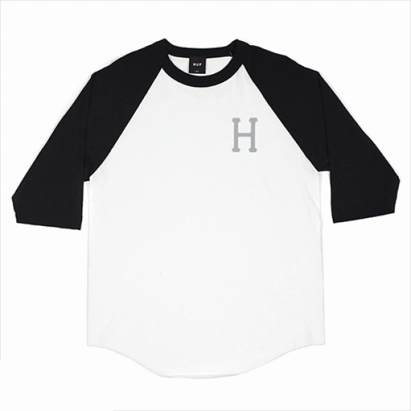 CLASSIC H RAGLAN TEE-WHT/BLK (GRY print)